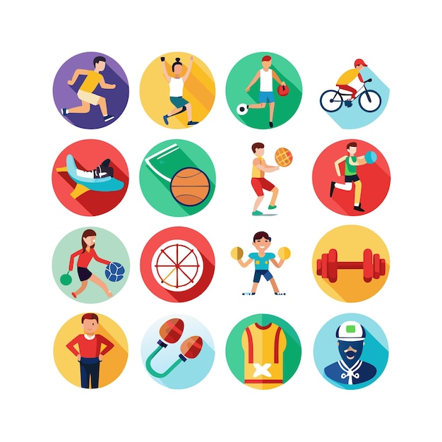 Vector sports and fitness icon set collection vector illustration