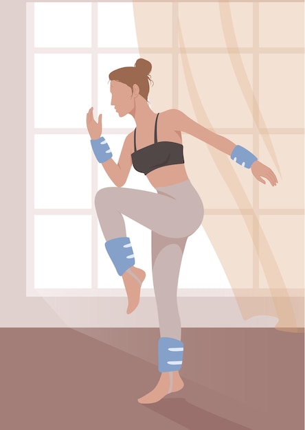 Sports girl doing fitness flat design