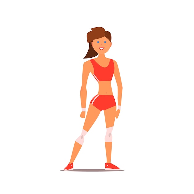 Sports Girl  Isolated Primitive Design Style Vector Illustration on White Background