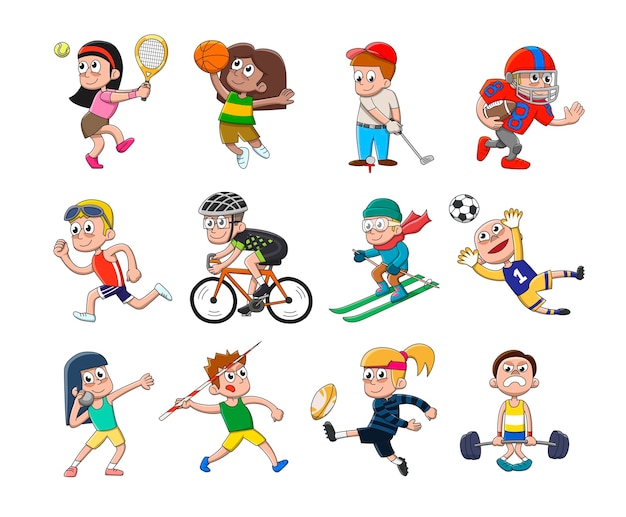 Vector sports icon collection clip art cartoon style vector illustration