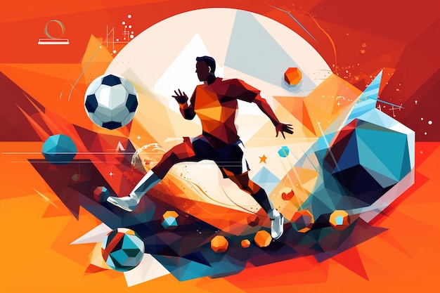 Sports Icons On Abstract Colorful Background