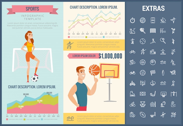 Sports infographic template, elements and icons.