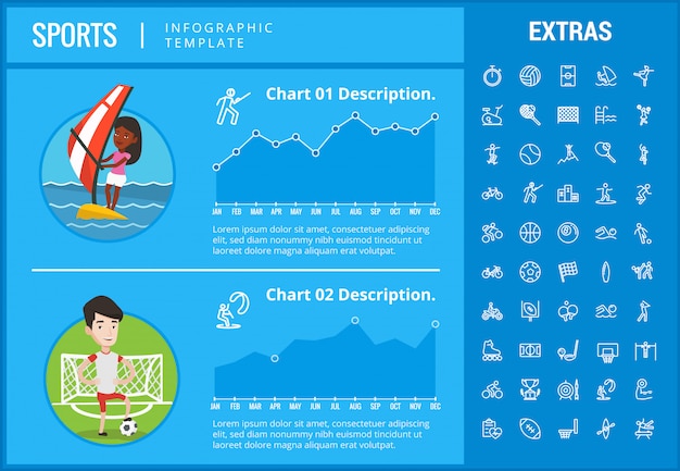 Sports infographic template, elements and icons.