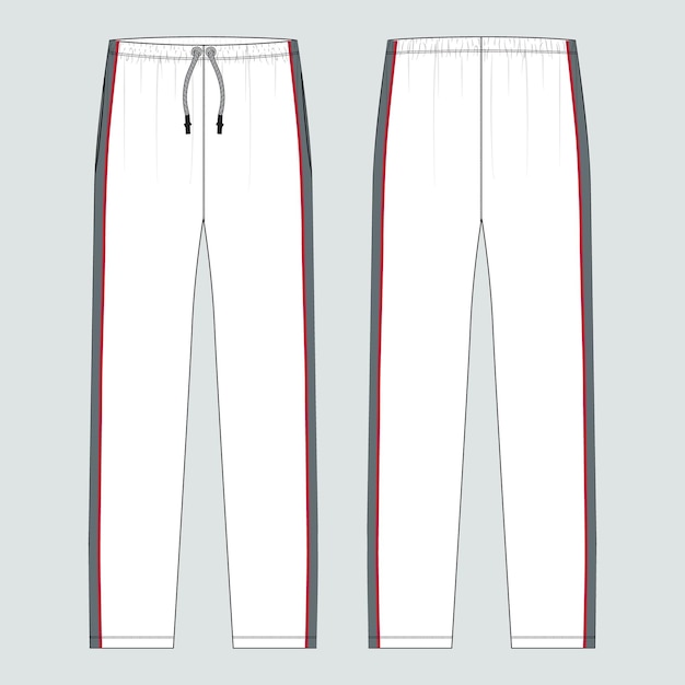 Sports jersey pant technical fashion flat sketch vector illustration template front and back views.