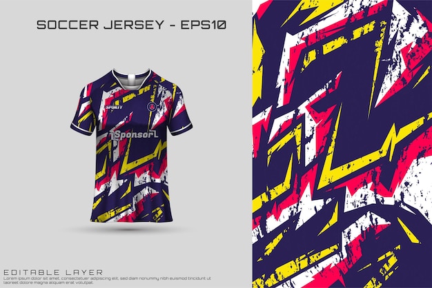 Sports jersey and t-shirt template. Sports design for football, racing, gaming jersey. Vector.