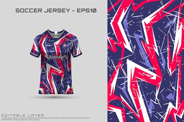 Sports jersey and t-shirt template. Sports design for football, racing, gaming jersey. Vector.