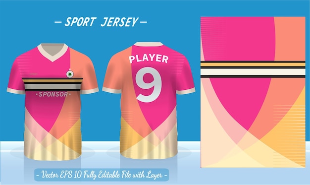 Sports jersey template for team uniforms can be used for badminton football in front and back view