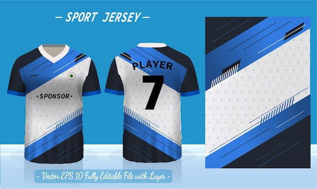 Sports jersey template for team uniforms can be used for badminton football in front and back view