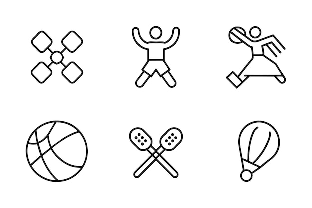 Sports line icons set Sports outline icons with editable stroke collection