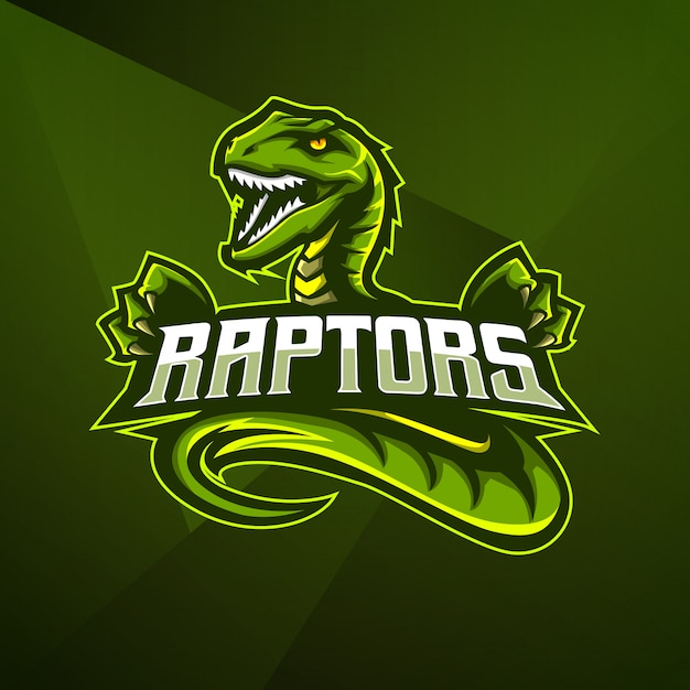 sports mascot logo design vector template esport cobra raptor dino dinosaurs