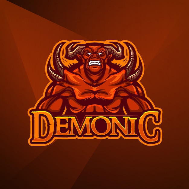 sports mascot logo design  vector template esport demon devil monster hell