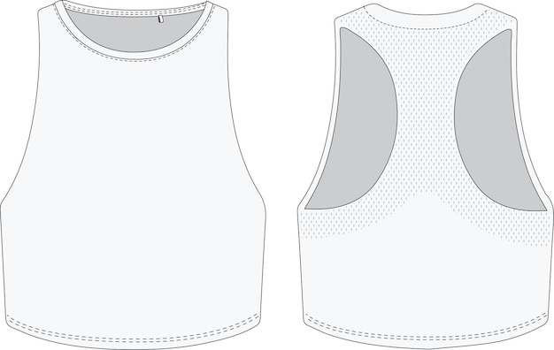 Sports mesh tank top flat sketch vector file