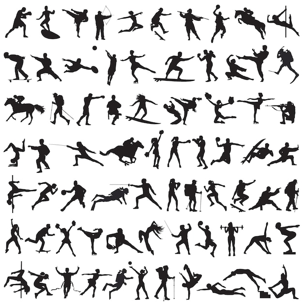 Vector sports people silhouettes vector set