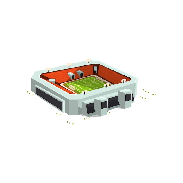 Sports stadium building outdoor soccer or football venue for championships matches vector Illustration isolated on a white background