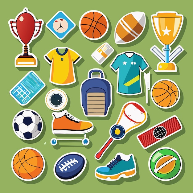 Sports Sticker Collection Colorful Athletic Icons for Enthusiasts and Athletes