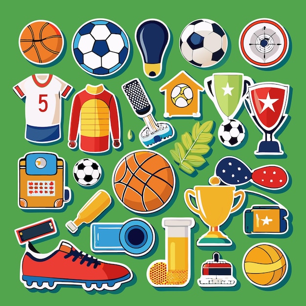 Vector sports sticker collection colorful athletic icons for enthusiasts and athletes