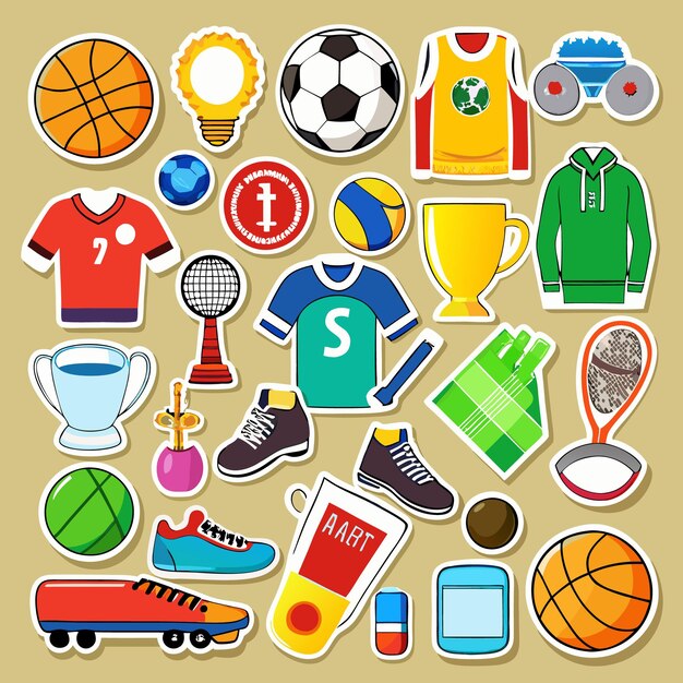 Sports Sticker Collection Colorful Athletic Icons for Enthusiasts and Athletes