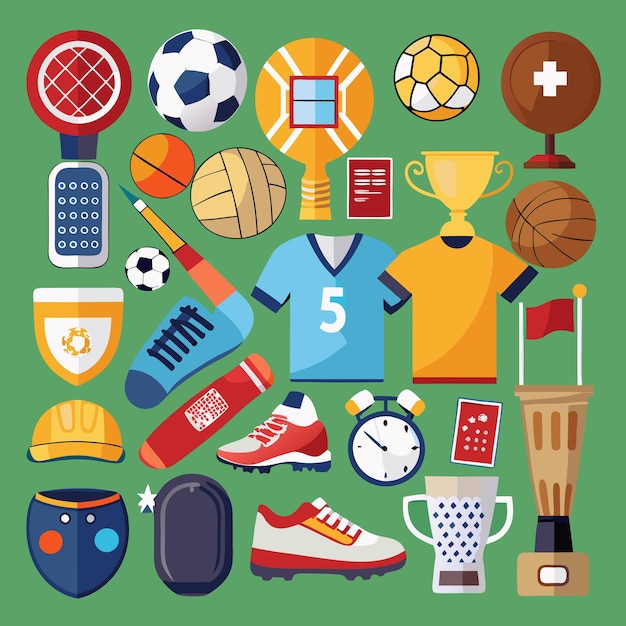 Vector sports sticker collection colorful athletic icons for enthusiasts and athletes