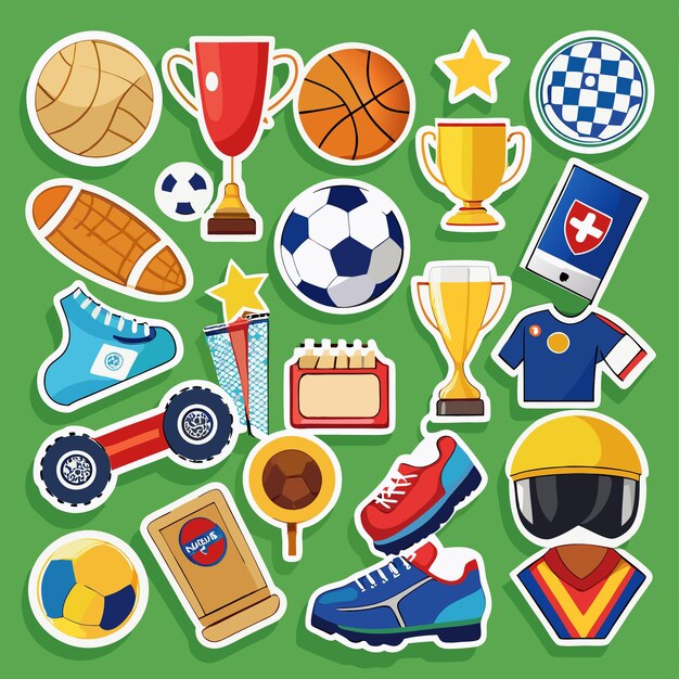 Vector sports sticker collection colorful athletic icons for enthusiasts and athletes