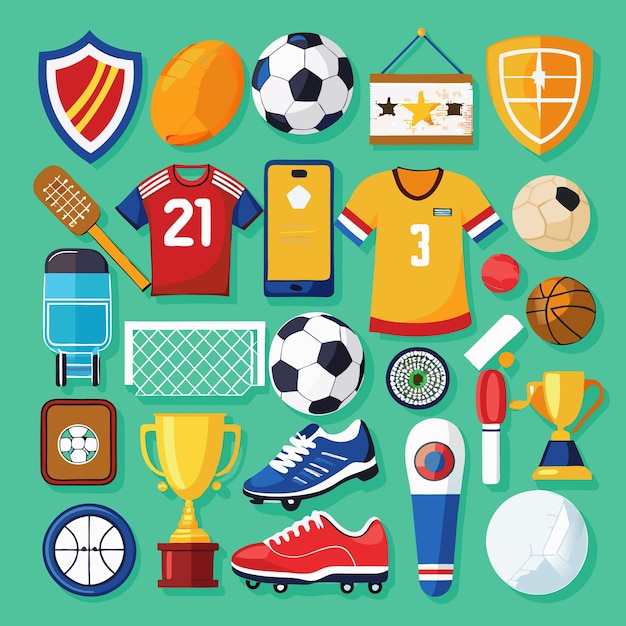 Vector sports sticker collection colorful athletic icons for enthusiasts and athletes