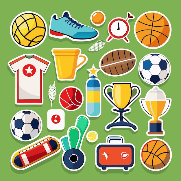 Vector sports sticker collection colorful athletic icons for enthusiasts and athletes