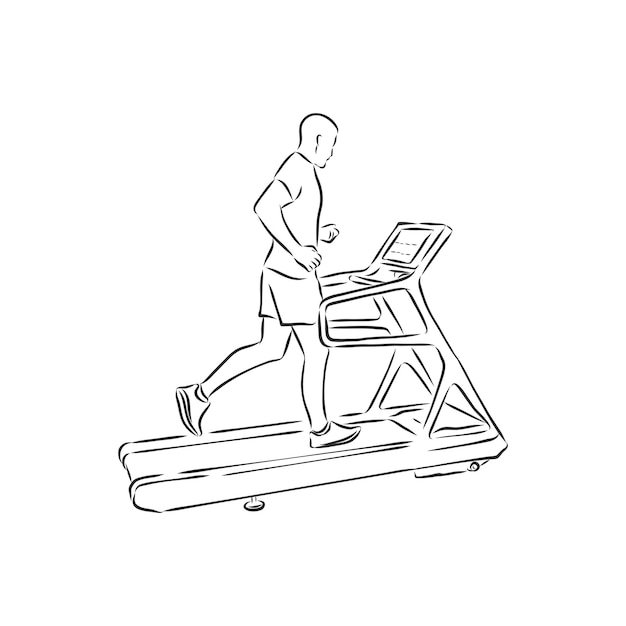 Sports trainer treadmill vector sketch illustration Treadmill doodle style