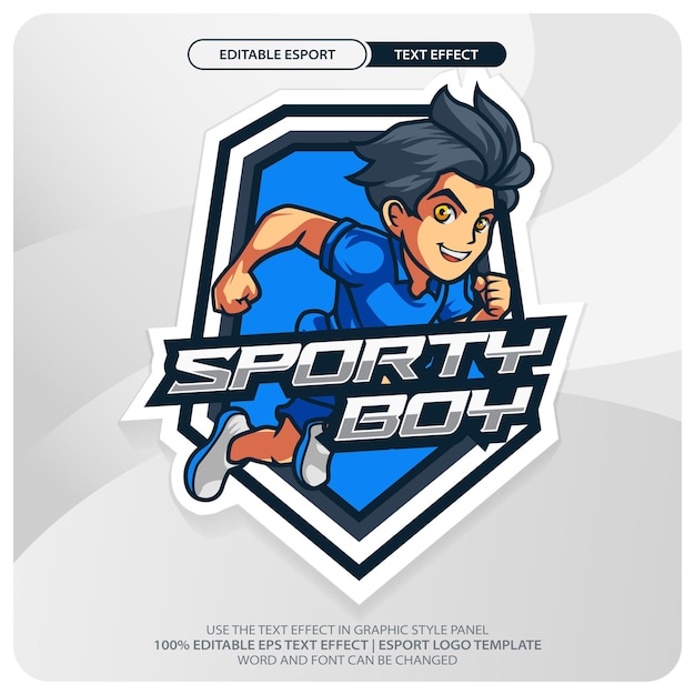 Sporty Boy Mascot Logo for Esports and Sports Clubs