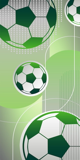 Sporty bright background with soccer balls and gradient colors Vector illustration