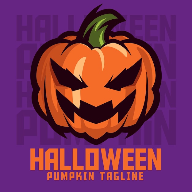 Sporty Pumpkin Illustration Mascot Head Vector Logo for Gaming