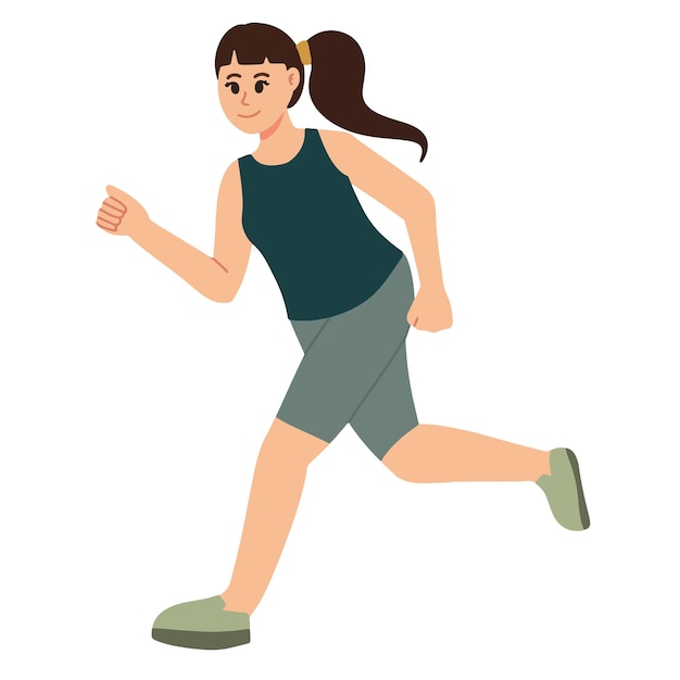 Sporty woman wearing sport outfit running illustration