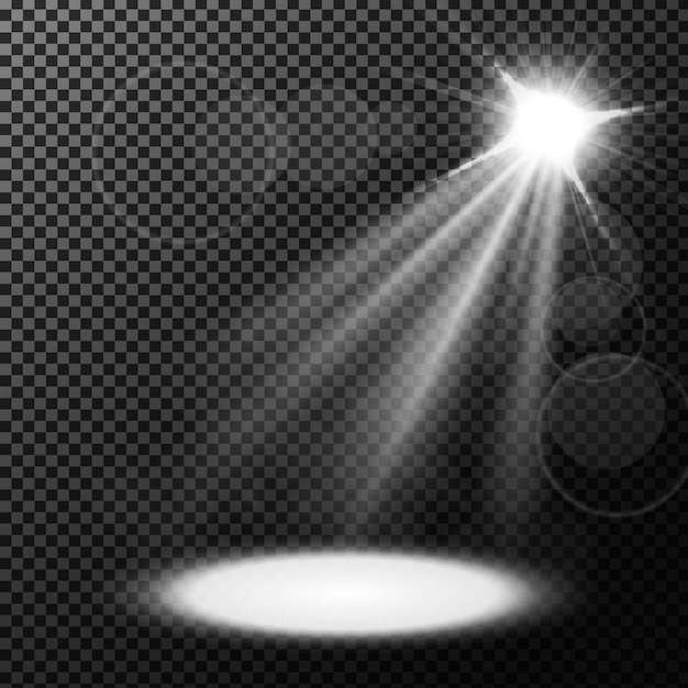 Spotlight illuminated on transparent background