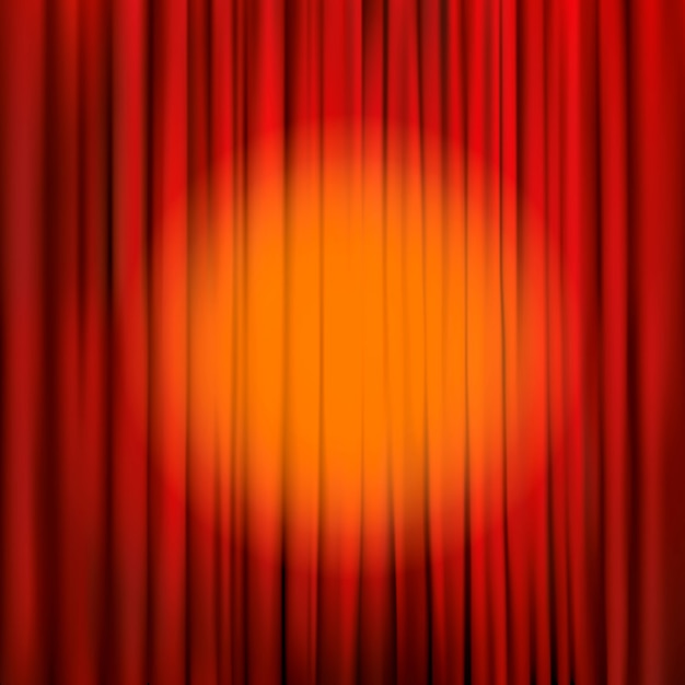 Spotlight on a red stage curtain. Backdrop illustration.