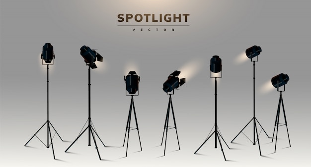 Spotlights realistic transparent background for show contest or interview  illustration