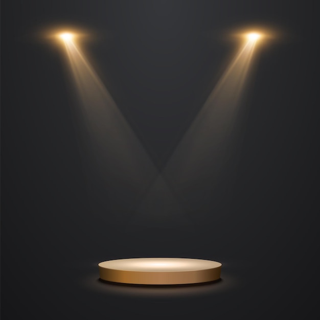 Spotlights With Stage Gold Light Vector Effect