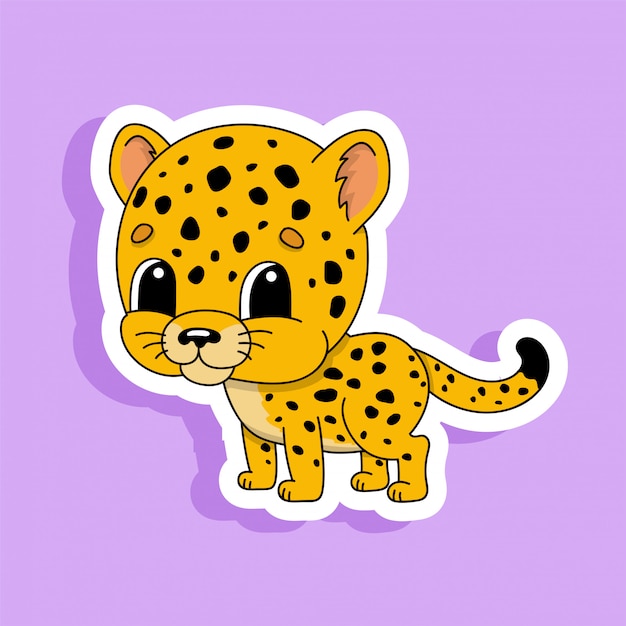 Spotted cheetah. Cute character. Isolated on color background.