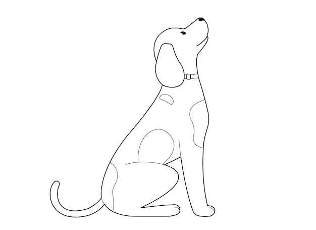 Spotted dog Black and white outline vector illustration