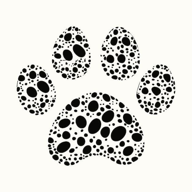 Spotted Dog Or Cat Paw Print Logo Design Vector Illustration 23