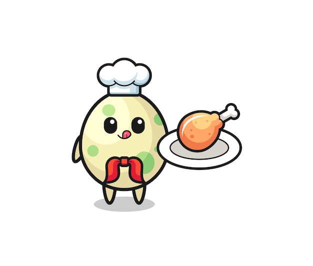 Spotted egg fried chicken chef cartoon character , cute design