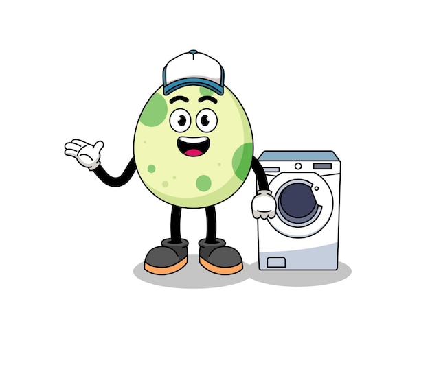 Spotted egg illustration as a laundry man