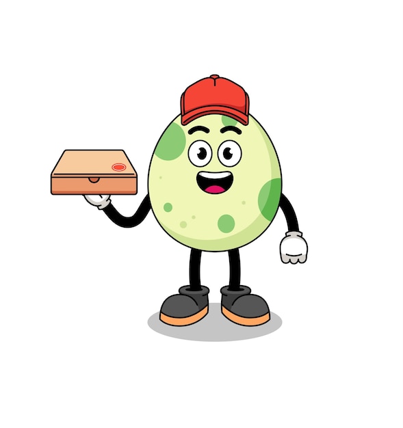 Spotted egg illustration as a pizza deliveryman