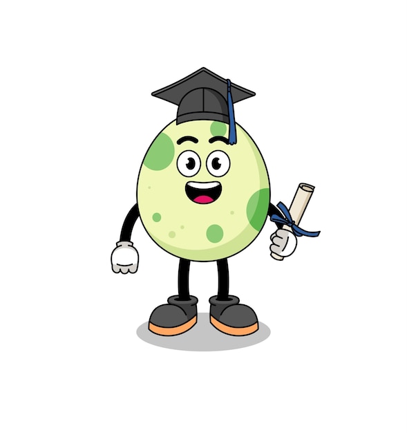 Spotted egg mascot with graduation pose