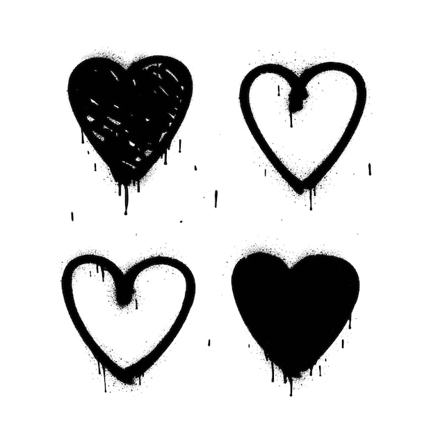 Spray Paint Heart Vector symbols of Love Grunge style