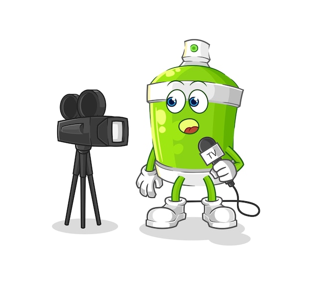 Spray paint tv reporter cartoon cartoon mascot vector