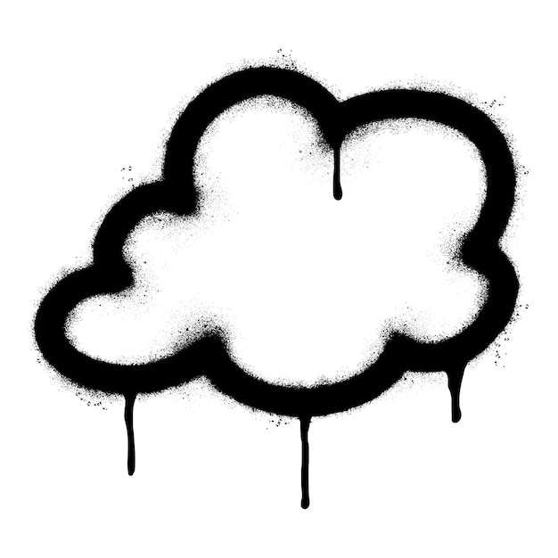 Spray Painted Graffiti cloud icon Sprayed isolated with a white background graffiti cloud icon with over spray in black over white