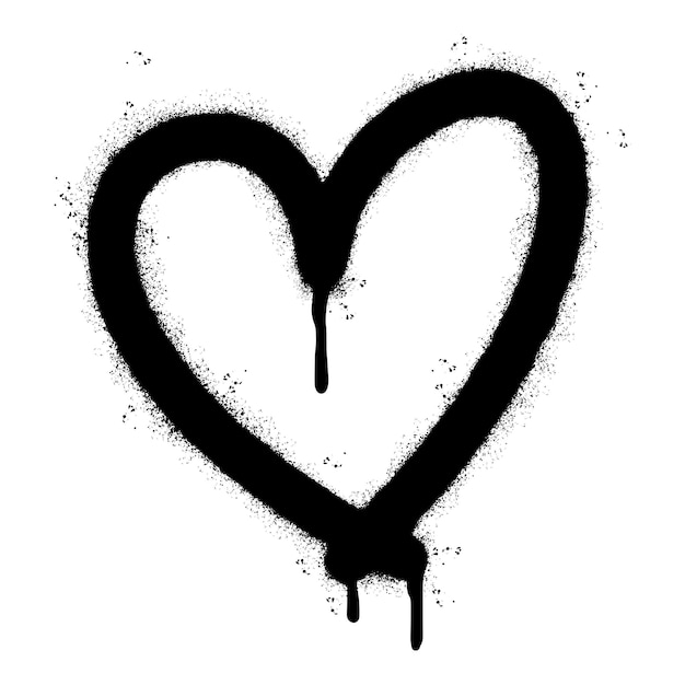 Spray Painted Graffiti heart icon Sprayed isolated with a white background graffiti love icon with over spray in black over white