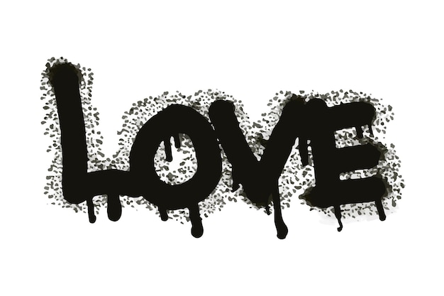 Spray painted graffiti love word in black over white Drops of sprayed love words isolated on white background vector illustration