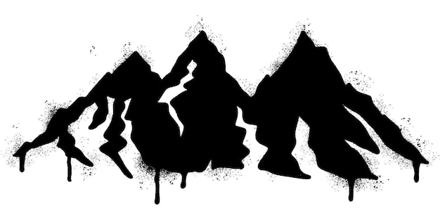 Spray Painted Graffiti mountain icon Sprayed isolated with a white background graffiti volcano with over spray in black over white