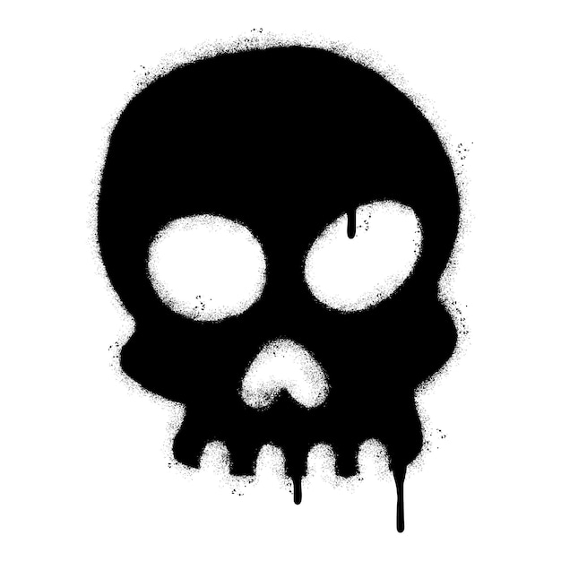 Spray Painted Graffiti skull icon Sprayed isolated with a white background graffiti skull symbol with over spray in black over white