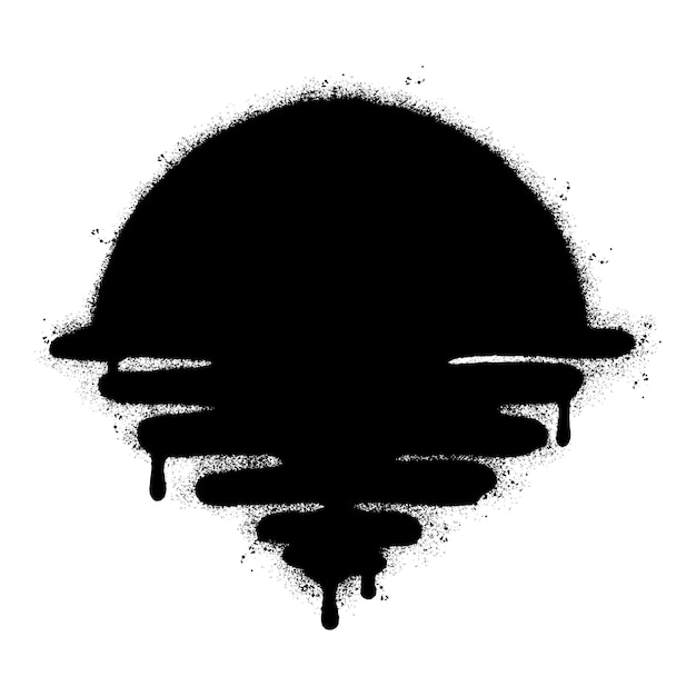 Spray Painted Graffiti sunset icon Sprayed isolated with a white background graffiti sunrise symbol with over spray in black over white