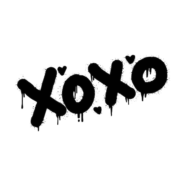 Spray painted graffiti Xoxo word in black over white Drops of sprayed Xoxo words isolated on white background vector illustration